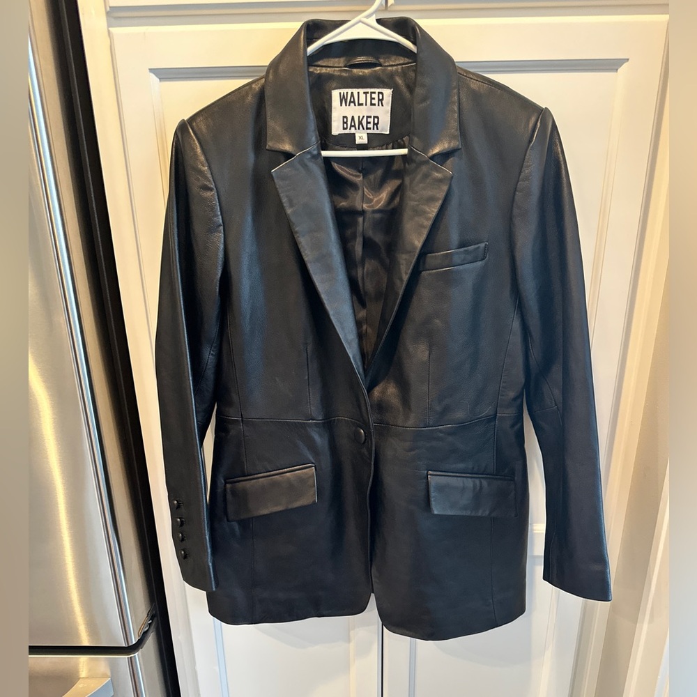 NWOT Walter Baker Black 100% Lamb Leather Blazer Size XL - Picture 6 of 16